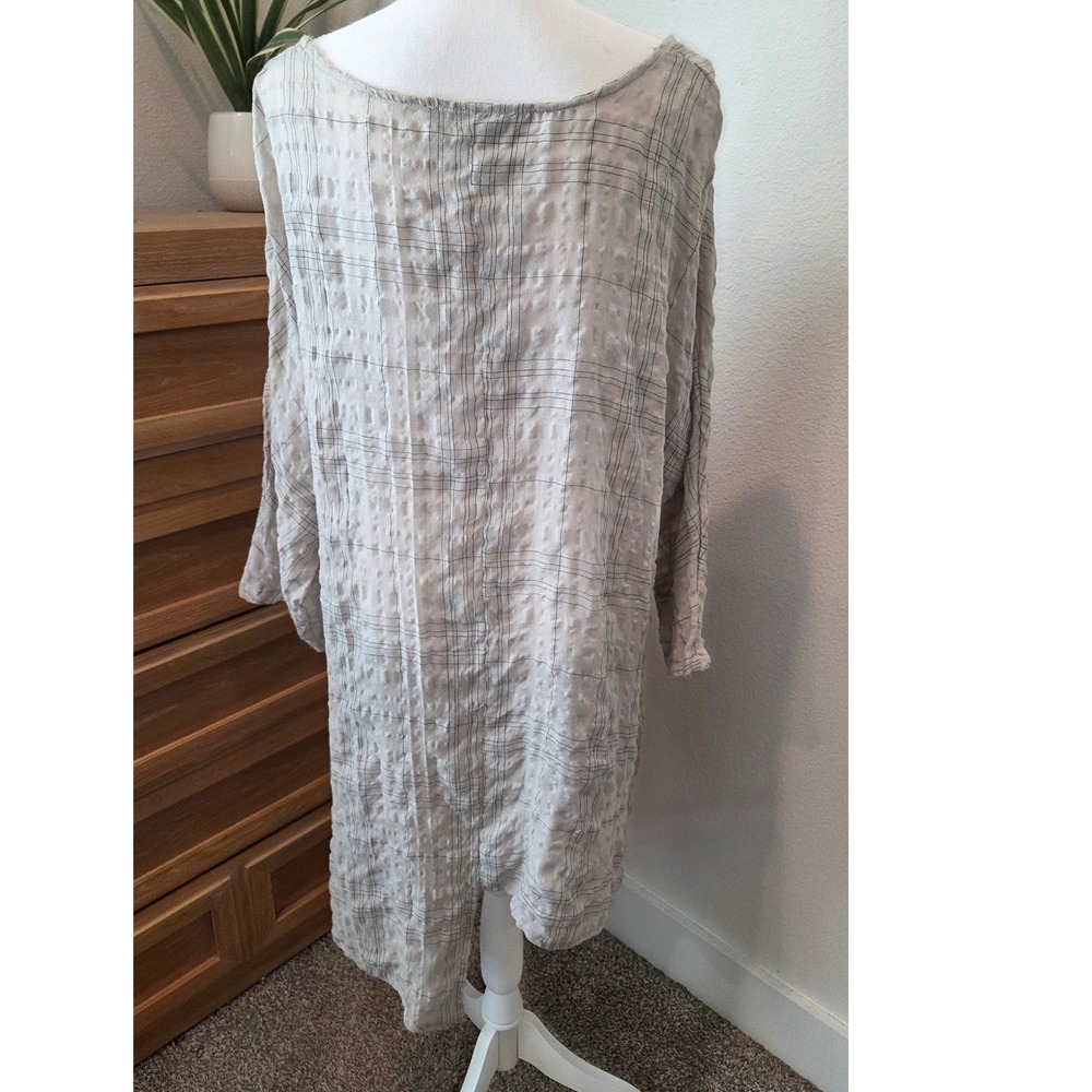 Zanzea Lagenlook Beige Tunic Top XXL Cotton Oversized Plaid Boho Loose Fit - Picture 10 of 14